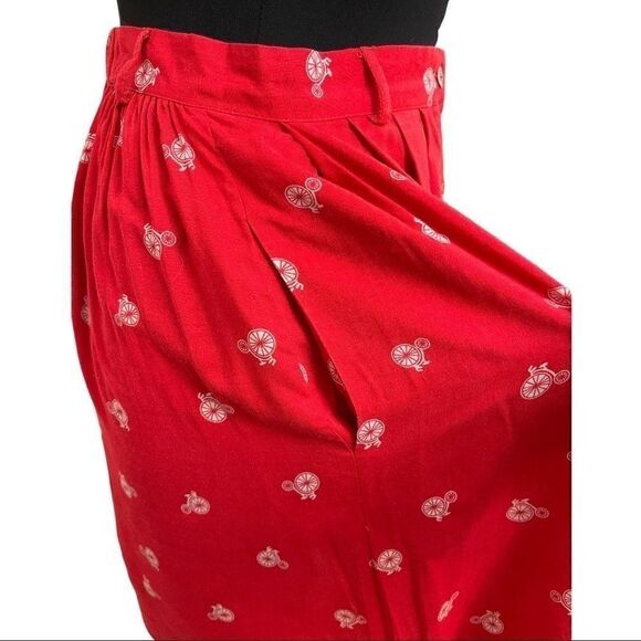 𝅺love Fire Red Bicycle Pattern Mini Skirt Sz M - Picture 5 of 9
